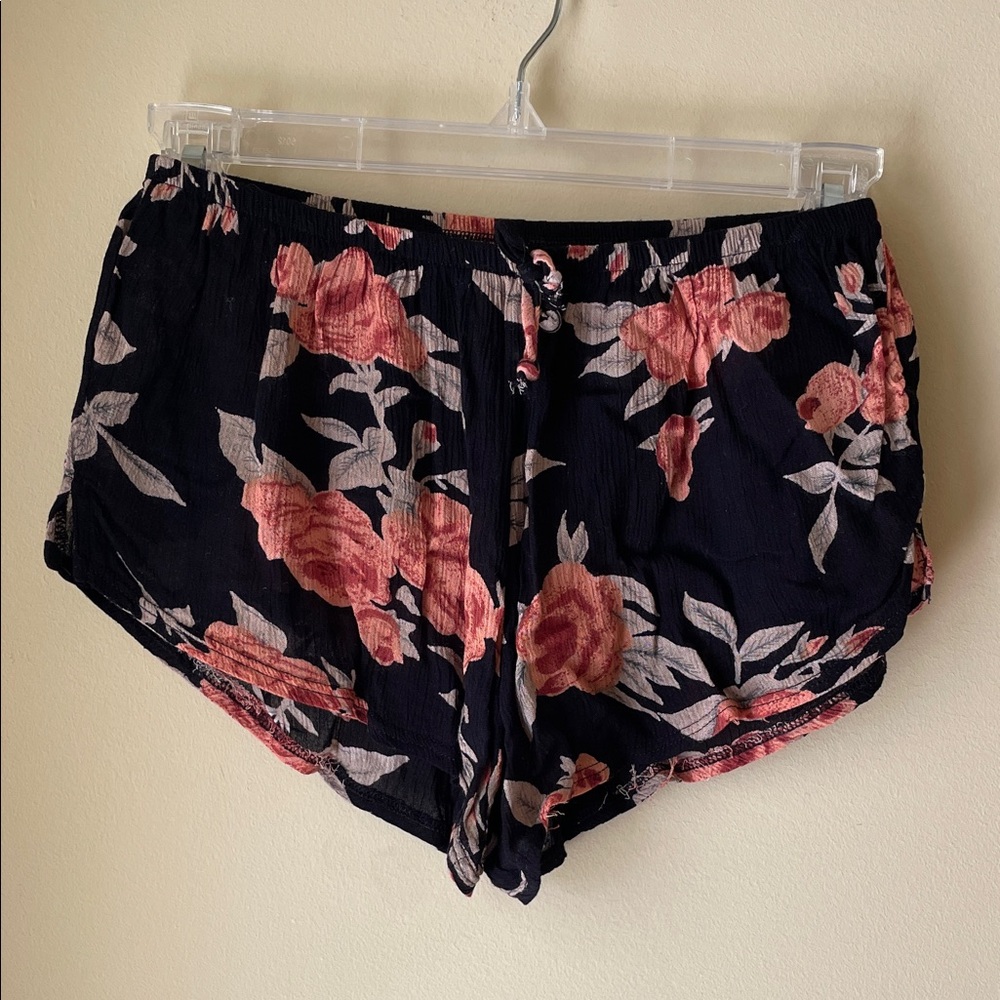 Urban Renewal Black and Pink Floral Shorts
